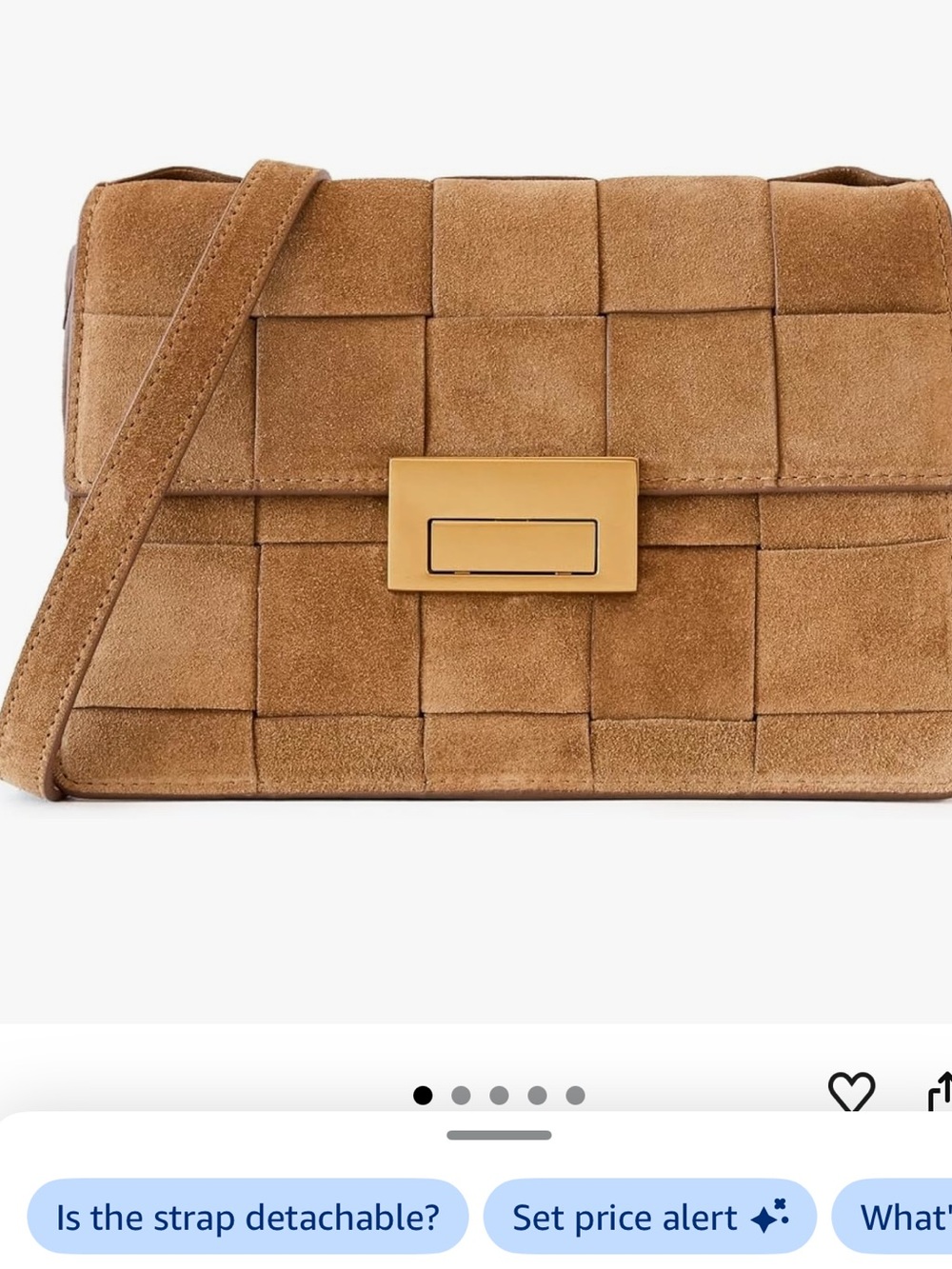 Loeffler Randall ‘Delphine’ Tan Suede Woven Crossbody Bag-MSRP $350